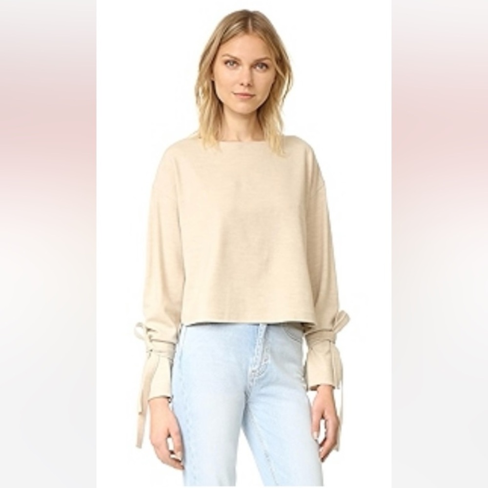Helmut Lang Sonar Wool Sleeve Tie Top in Sandstorm Melange Size Small